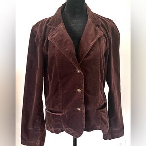 Vintage 80s Jordache Dark Brown Corduroy Blazer Jacket Retro Boho Cottagecore LG
